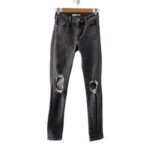 Levi Jeans 721 Women’s High Rise Skinny Black Distressed Denim Jeans Size 25